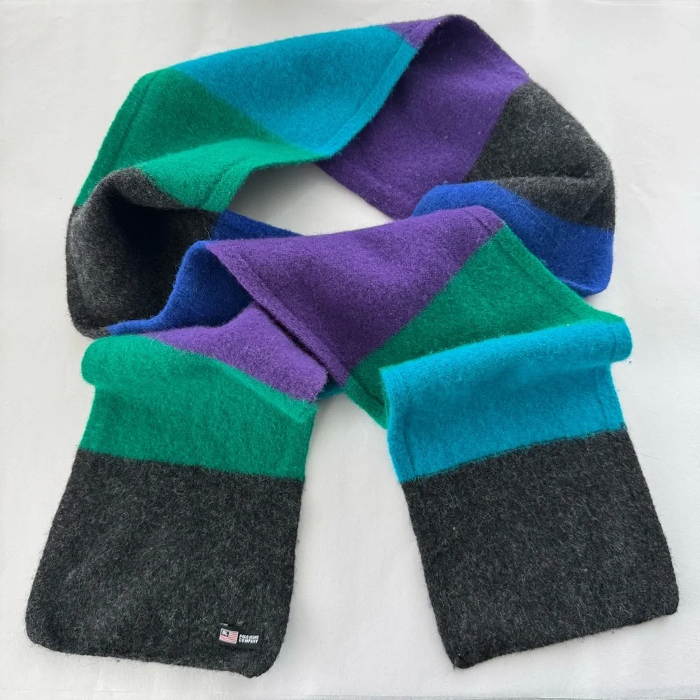 Vintage Ralph Lauren RL Polo Jeans Company Lambs Wool Stripe Scarf Colorblock
